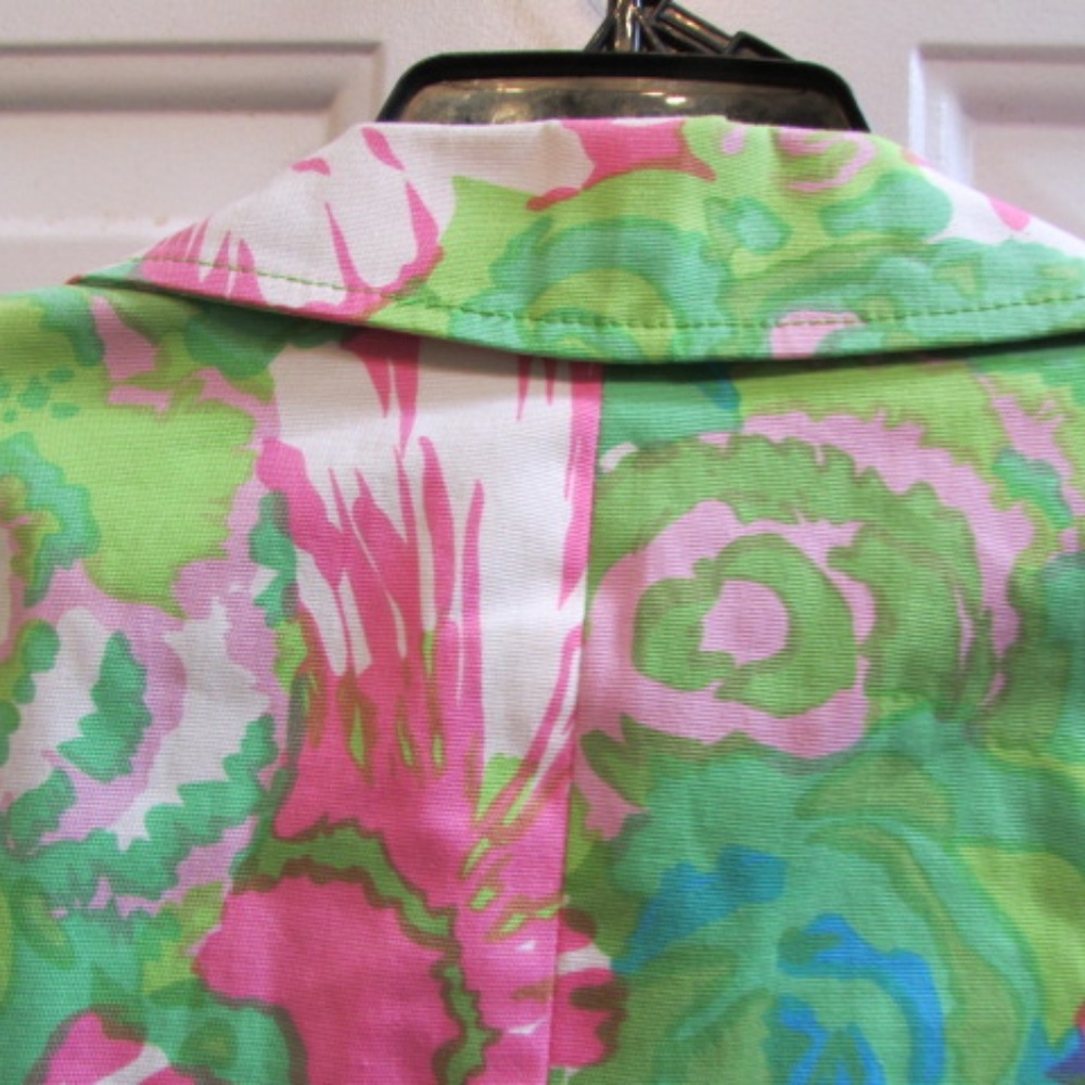 new NANETTE LAPORE floral green/pink crop front buttons Blazer Sz 4 - Picture 11 of 14